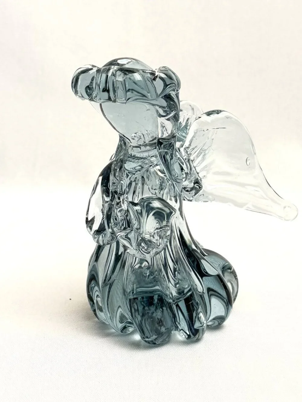 Handblown Blue Glass Angel Figurine 4.5